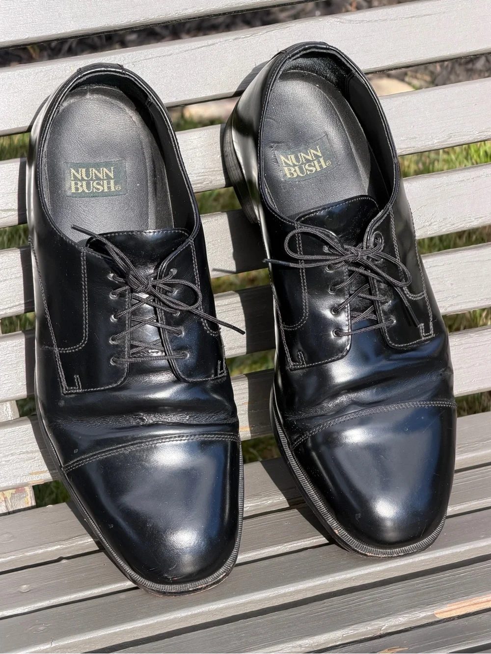 Nunn Bush Dress Flex Black Leather Cap Toe Oxfords Size 12M. ERC